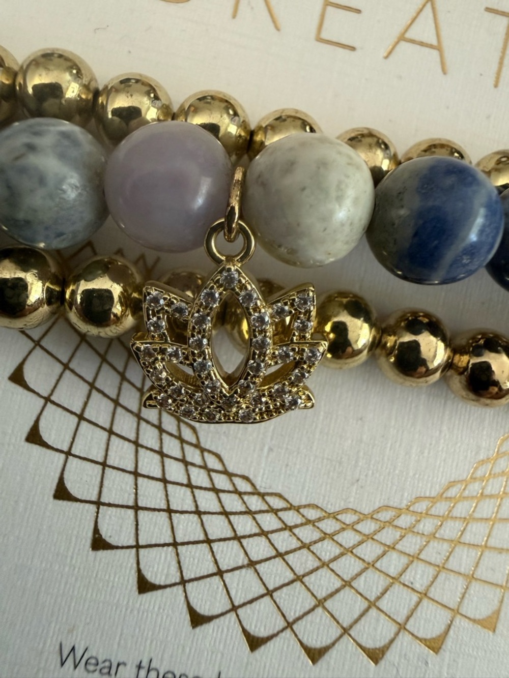 Breathe Blue/White Sodalite & Gold Bead Bracelet Set - Picture 2 of 2